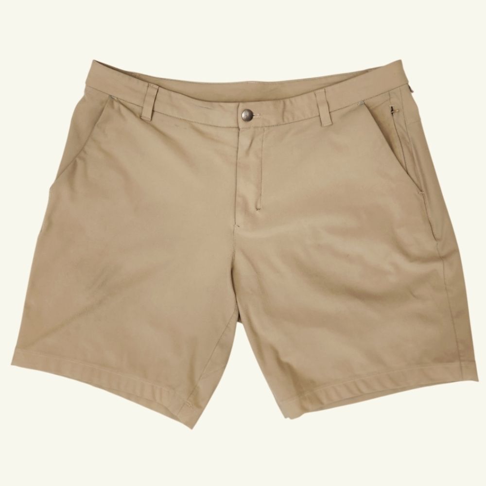 Lululemon Mens ABC Classic Fit Tan Flat Front Multipocket Shorts 36